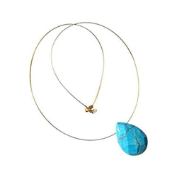 Donna - Collana - Ciondolo - Pendente - Placcato Oro 14k - Turchese - Azzurro - Goccia - Sfaccettato - 45 Cm características