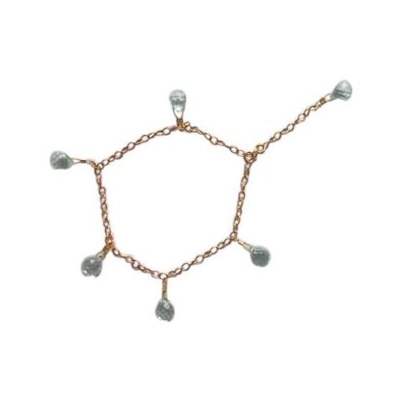 Donna - Braccialetto - Placcato Oro 14k - Quarzo Acquamarina - Azzurro - Sfaccettato - Goccia
