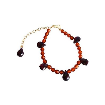 Donna - Braccialetto - Placcato Oro 14k - Ambra - O - Arancione - Rosso - Giallo