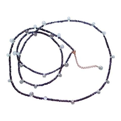 Donna - Collana - Placcato Oro 14k - Acquamarino - Iolite - Azzurro - Sfaccettato - 135 Cm