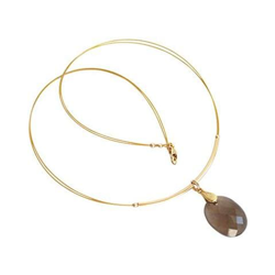 Donna - Collana - Ciondolo - Pendente - Placcato Oro 14k - Quarzo Fume - 45 Cm en oferta