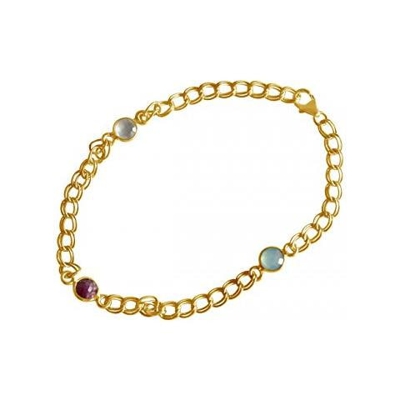 Braccialetto - Placcato Oro 18k - Rubino - Calcedonio - Rosso - Verde Aqua - Catena - Flessibile