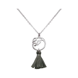 Donna - Collana - Ciondolo - Argento 925 - Foglie Di Vite - Nappa - Grigio - Yoga - 45 Cm precio