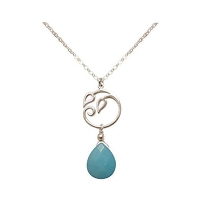Donna - Collana - Ciondolo - Argento 925 - Foglie Di Vite - Turchese - Lacrima - Goccia - Azzurro - Yoga - 45 Cm