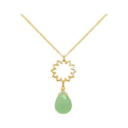 Donna - Collana - Ciondolo - Argento 925 - Placcato Oro 18k - Mandala - Calcedonio - Lacrima - Goccia - Verde - Yoga - 45 Cm características