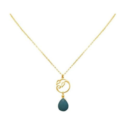 Donna - Collana - Ciondolo - Argento 925 - Placcato Oro 18k - Foglie Di Vite - Turchese - Lacrima - Goccia - Azzurro - Yoga - 45 Cm precio