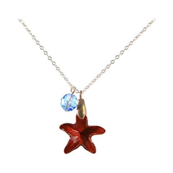 Donna - Collana - Ciondolo - Placcato Oro Rosa 18k - Stella Di Mare - Rosso - Azzurro - Made With Swarovski Elements® - 45 Cm características