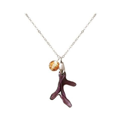 Donna - Collana - Ciondolo - Argento 925 - Corallo - Viola - Made With Swarovski Elements® - 45 Cm