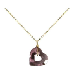 Donna - Collana - Ciondolo - Placcato Oro 18k - Cuore Aperto - Rosa - Viola - Made With Swarovski Elements® - 45 Cm en oferta
