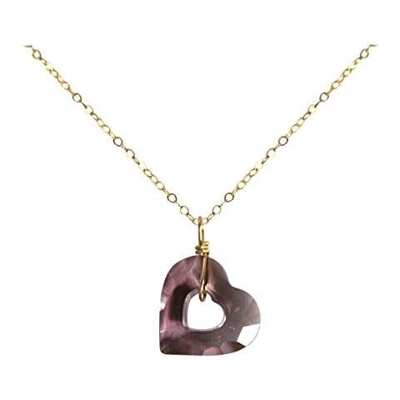 Donna - Collana - Ciondolo - Placcato Oro 18k - Cuore Aperto - Rosa - Viola - Made With Swarovski Elements® - 45 Cm
