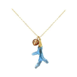 Donna - Collana - Ciondolo - Placcato Oro 18k - Corallo - Azzurro - Made With Swarovski Elements® - 45 Cm precio