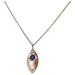 Collana - Ciondolo - Argento 925 - Placcato Oro Rosa 18k - Marquise - Zaffiro - Azzurro - 45 Cm en oferta