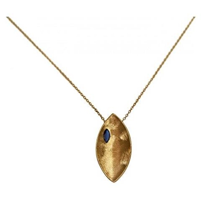Collana - Ciondolo - Argento 925 - Placcato Oro 18k - Marquise - Iolite - Azzurro - 45 Cm