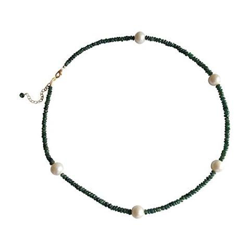 Donna - Collana - Placcato Oro 14k - Smeralda Verde - Perlas Biancas - 45 Cm en oferta