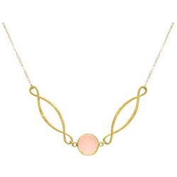 Donna - Collana - Ciondolo - Infinity - 925 Sterling Argento - Placcato Oro 18k -- Drusi - Quarzo Rosa - 55 Cm características