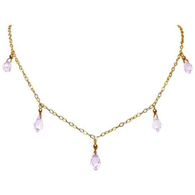 Donna - Collana - Placcato Oro 14k - Morganite - Goccia - Rosa - Quarzo - 60 Cm - Lunghezza Regolabile