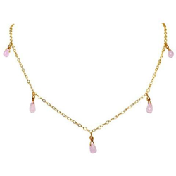 Donna - Collana - Placcato Oro 14k - Quarzo Rosa - Goccia - 60 Cm - Lunghezza Regolabile precio
