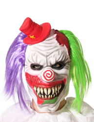 Maschera clown terrificante capelli bicolore per adulto en oferta