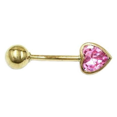 Piercing, Zirconia Cuore Rosa, 14kt Oro