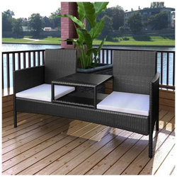 Panchina A 2 Posti Con Tavolino Da Tè In Polyrattan Nera características