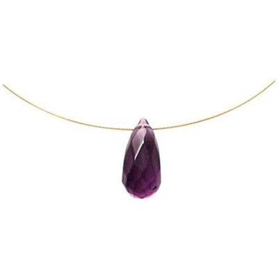 Donna - Collana - Ciondolo - Pendente - Placcato Oro 14k - Ametista - Viola - 45 Cm