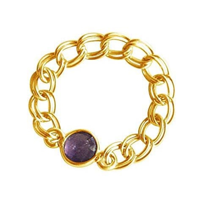Anello - Placcato Oro 18k - Ametista - Viola - Mobile - Flessibile