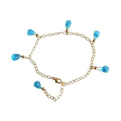Donna - Braccialetto - Placcato Oro 14k - Quarzo Azzurro - Goccia - Lunghezza Regolabile precio