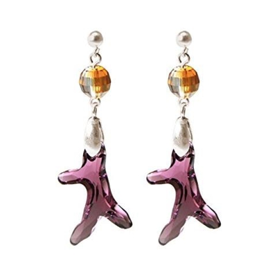 Donna - Oreccini - Argento 925 - Corallo - Viola - Made With Swarovski Elements® - 3,5 Cm