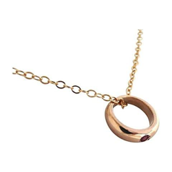 Donna - Bambini - Collana - Ciondolo - Pendente - Argento - 925 Sterling Argento - Placcato Oro Rosa 18k - Rubino - Rosso - Brillante - 45 Cm en oferta