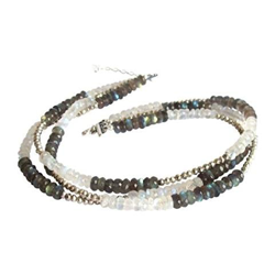Donna - Collana - Argento - 925 Sterling Argento - Labradorite - Pietra Di Luna - Grigio - Bianco - 45 Cm precio