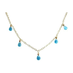 Donna - Collana - Placcato Oro 14k - Quarzo Azzurro - Goccia - 50 Cm - Lunghezza Regolabile precio