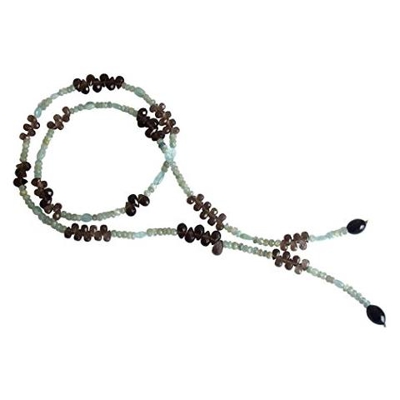 Donna - Collana - Acquamarina - Quarzo Fume - Azzurro - Goccia - 120 Cm
