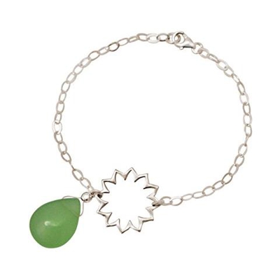 Donna - Braccialetto - Argento 925 - Mandala - Calcedonio - Lacrima - Goccia - Verde - Yoga