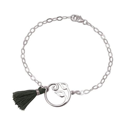 Donna - Braccialetto - Argento 925 - Foglie Di Vite - Nappa - Grigio - Yoga precio
