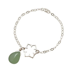 Donna - Braccialetto - Argento 925 - Fiore Di Loto - Mandala - Calcedonio - Lacrima - Goccia - Verde - Yoga precio