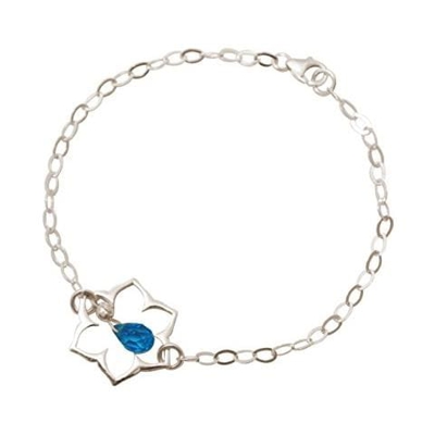 Donna - Braccialetto - Argento 925 - Fiore Di Loto - Mandala - Quarzo De Topazio - Lacrima - Goccia - Azzurro - Yoga