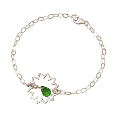 Donna - Braccialetto - Argento 925 - Mandala - Quarzo De Tormalina - Lacrima - Goccia - Verde - Yoga