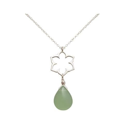 Donna - Collana - Ciondolo - Argento 925 - Fiore Di Loto - Mandala - Calcedonio - Lacrima - Goccia - Verde - Yoga - 45 Cm características