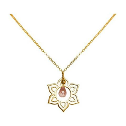 Donna - Collana - Ciondolo - Argento 925 - Placcato Oro 18k - Fiore Di Loto - Mandala - Quarzo Rosa - Lacrima - Goccia - Yoga - 45 Cm características