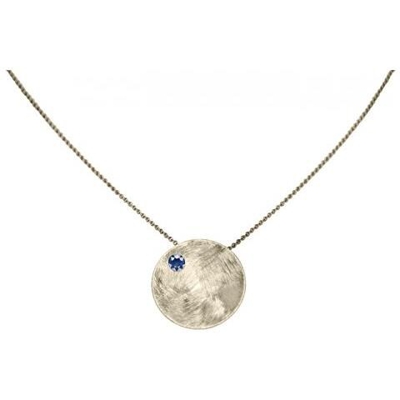 Collana - Ciondolo - Argento 925 -disco - Iolite - Azzurro - 45 Cm