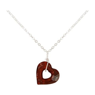 Donna - Collana - Ciondolo - Argento 925 - Cuore Aperto - Rosso - Made With Swarovski Elements® - 45 Cm