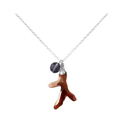 Donna - Collana - Ciondolo - Argento 925 - Corallo - Rosso - Viola - Made With Swarovski Elements® - 45 Cm