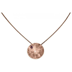 Collana - Ciondolo - Argento 925 - Placcato Oro Rosa 18k - Disco - Granato - Rosso - 45 Cm precio