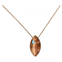 Collana - Ciondolo - Argento 925 - Placcato Oro Rosa 18k - Marquise - Topazio - Azzurro - 45 Cm en oferta