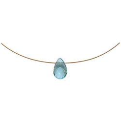 Donna - Collana - Ciondolo - Pendente - Placcato Oro 14k - Quarzo Azzurro - Goccia - Sfaccettato - 45 Cm precio
