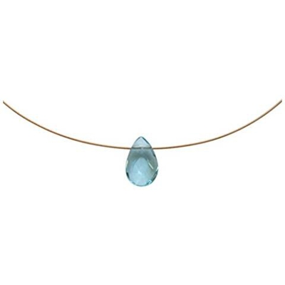 Donna - Collana - Ciondolo - Pendente - Placcato Oro 14k - Quarzo Azzurro - Goccia - Sfaccettato - 45 Cm