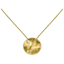 Collana - Ciondolo - Argento 925 - Placcato Oro 18k - Disco - Perla - Bianco - 45 Cm características