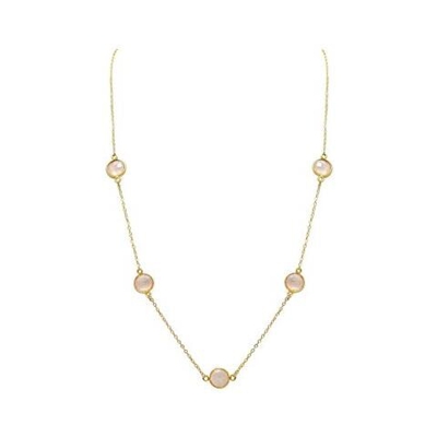 Donna - Collana - Argento - 925 Sterling Argento - Placcato Oro 18k - Quarzo Rosa - 60 Cm