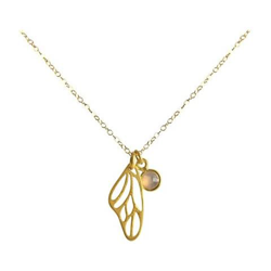 Donna - Collana - Ciondolo - Farfalla - Ala - Wings - 925 Sterling Argento - Placcato Oro 18k -- Quarzo Rosa - 45 Cm precio