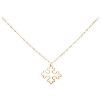 Collana - Ciondolo - Croce - Argento 925 Placcato Oro 18k - 3 Cm